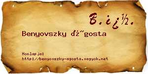 Benyovszky Ágosta névjegykártya